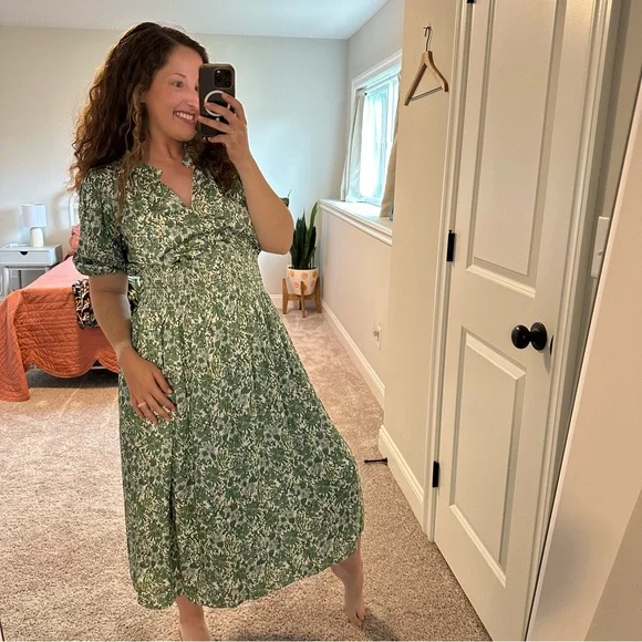 NWT J. Crew Green Blue Floral Maxi Dress Medium - Picture 3 of 15